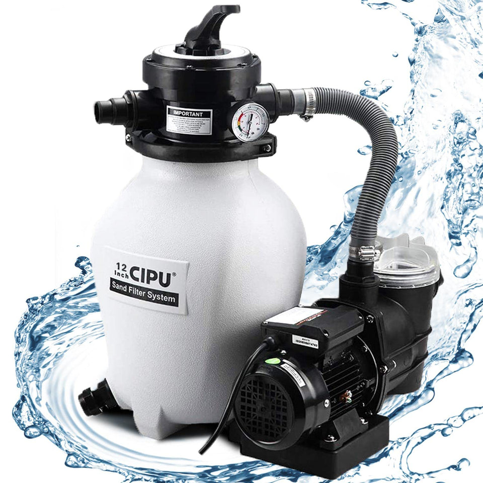 CIPU 12-inch sand filter tank view for quick pool clarity.