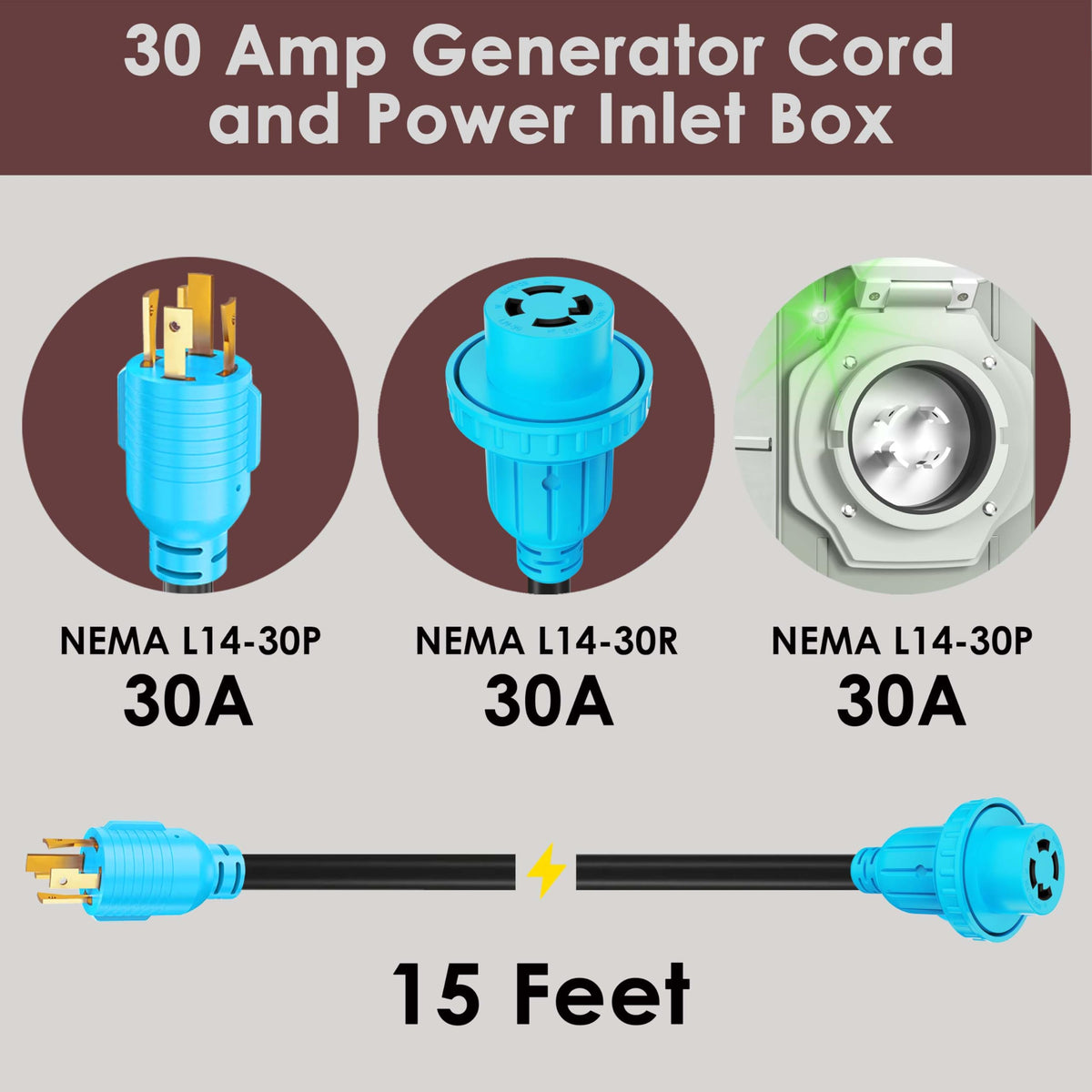 CircleCord 15-foot generator cord ready for reliable outdoor power.