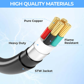 CircleCord blue adapter cord enhances visibility among other cables.