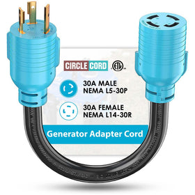 CircleCord locking-plug adapter cord for secure generator connections.