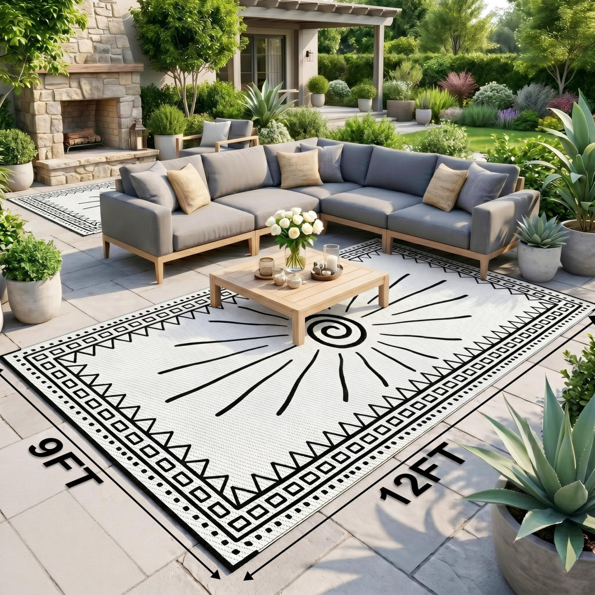 CircleRoad RV Outdoor Rug 9x12 with carry bag for easy transport.
