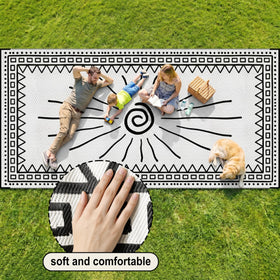 CircleRoad RV Outdoor Rug 9x12 reversible design offers two looks.