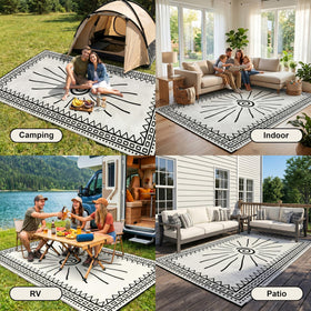 CircleRoad RV Outdoor Rug 9x12 UV-resistant fabric resists fading.