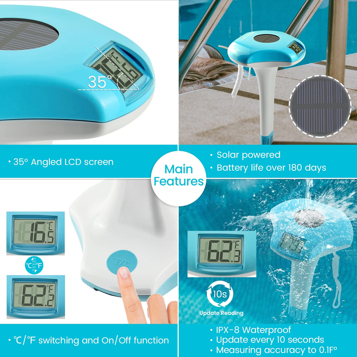 Circrane IPX-8 case guards the thermometer in wet environments.
