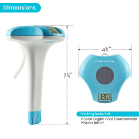 Circrane solar-powered thermometer charging in daylight.