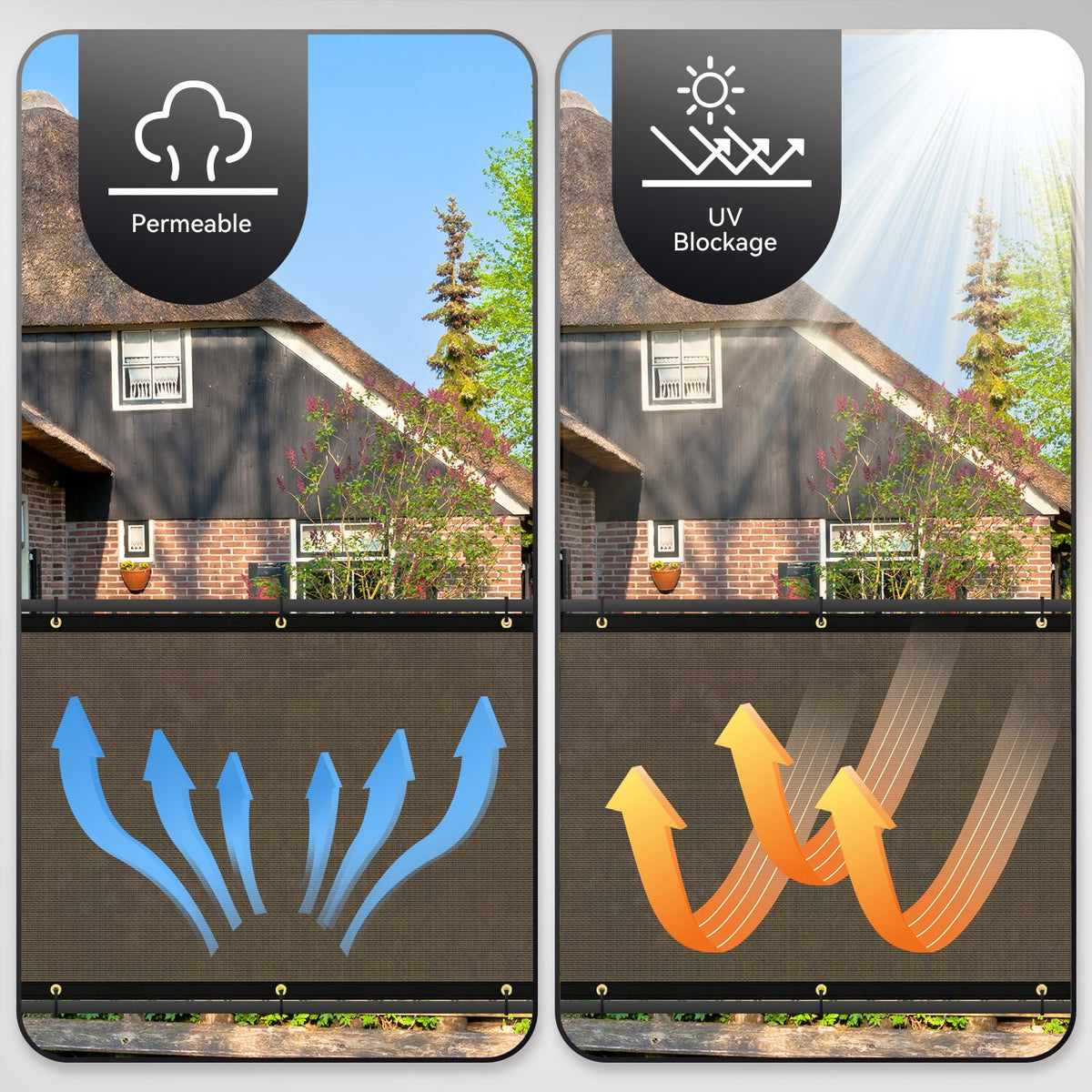 Cisvio-brown-privacy-mesh blends with outdoor decor.