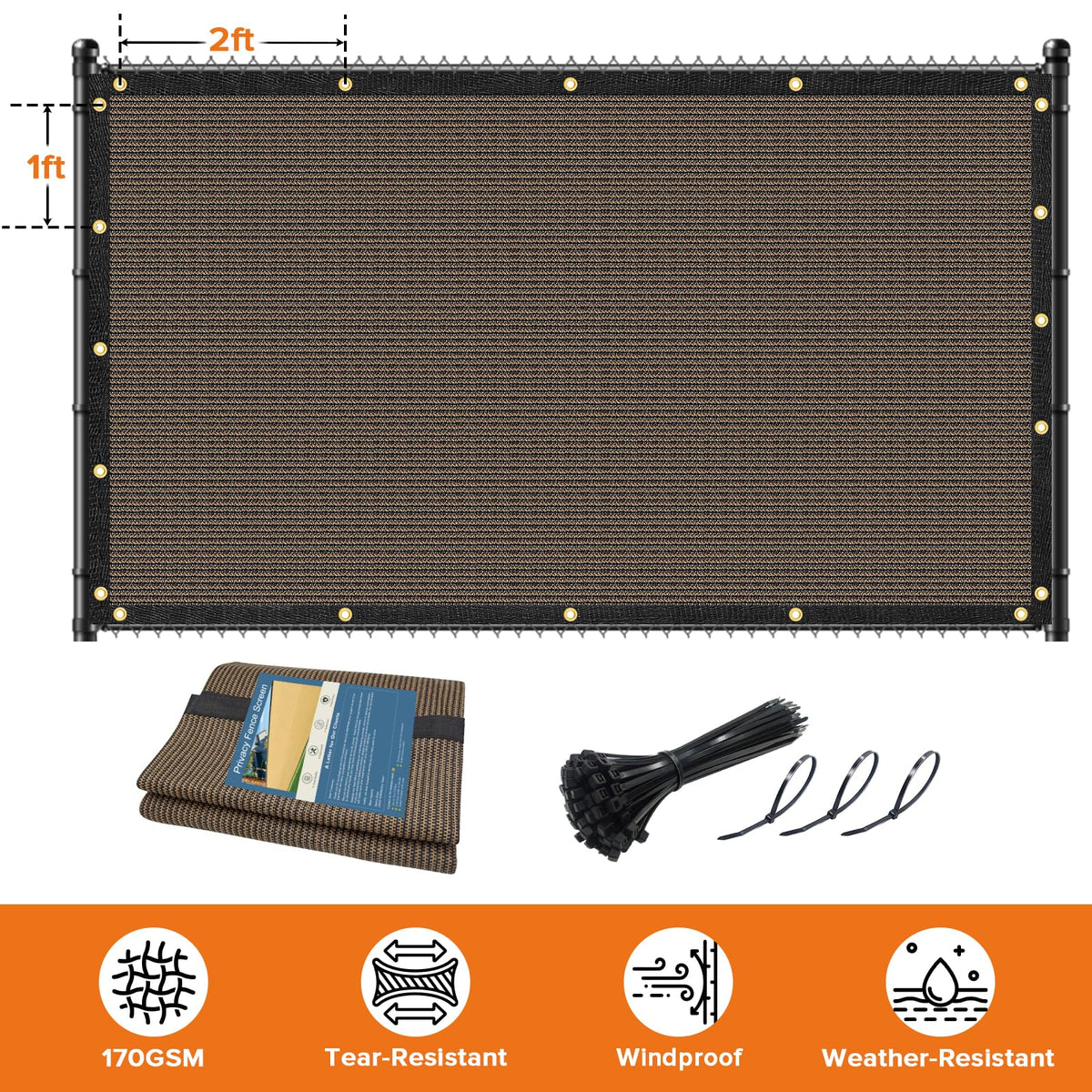 Cisvio weather-resistant fence cover withstands snow, rain, and sun.