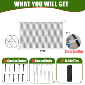 CITOOTY 25x50 ft netting covers large garden or coop areas.