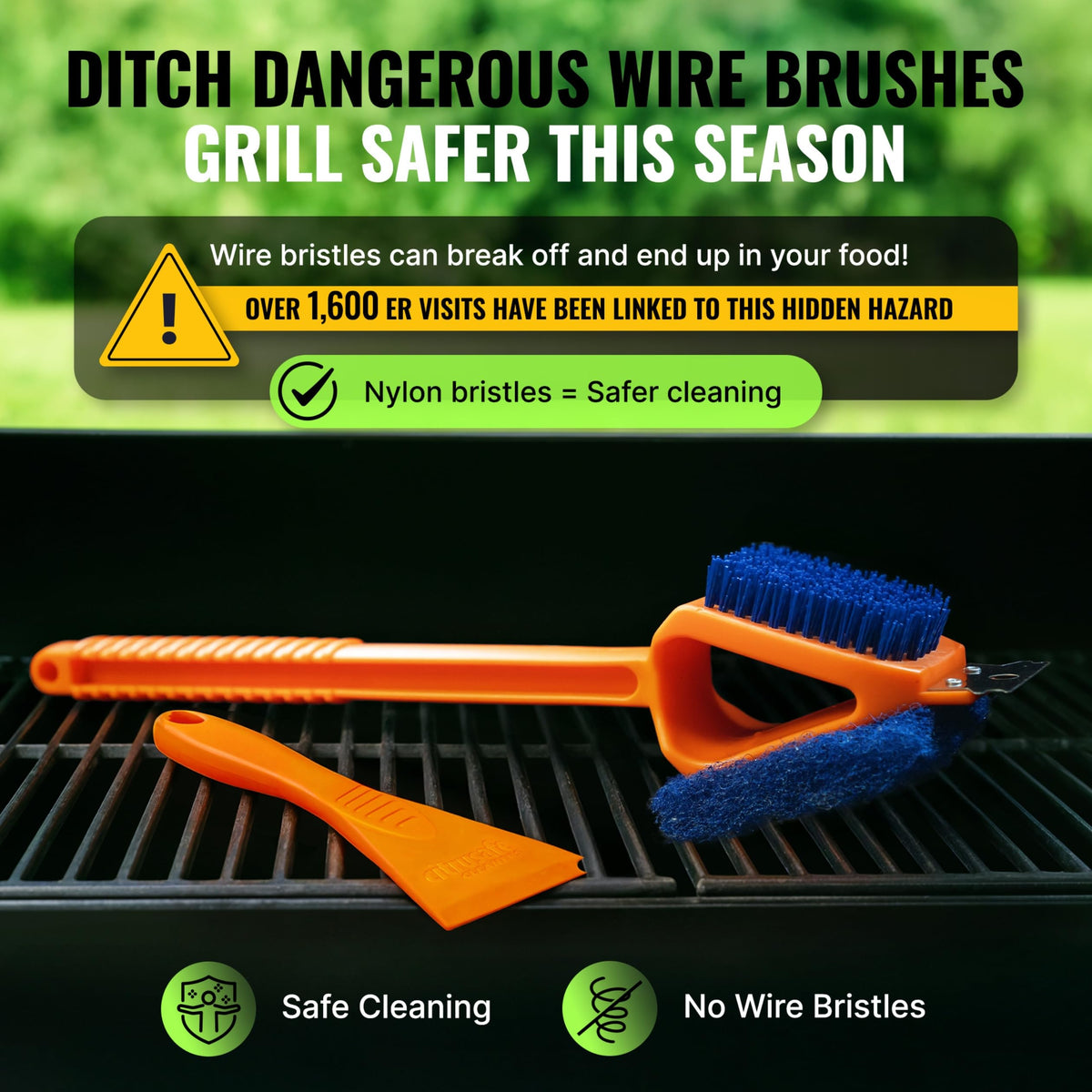 Citrusafe cookbox scraper in action on a grill grate