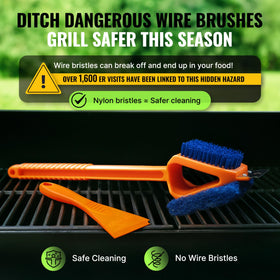 Citrusafe cookbox scraper in action on a grill grate