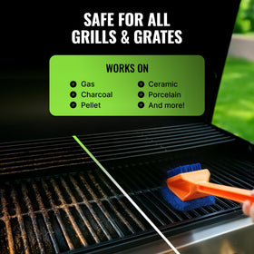 Citrusafe nylon bristles scrubbing a grill grate