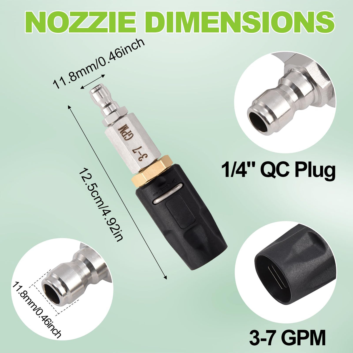 Ciunura nozzle supports 3-7 GPM for consistent soap and water delivery.
