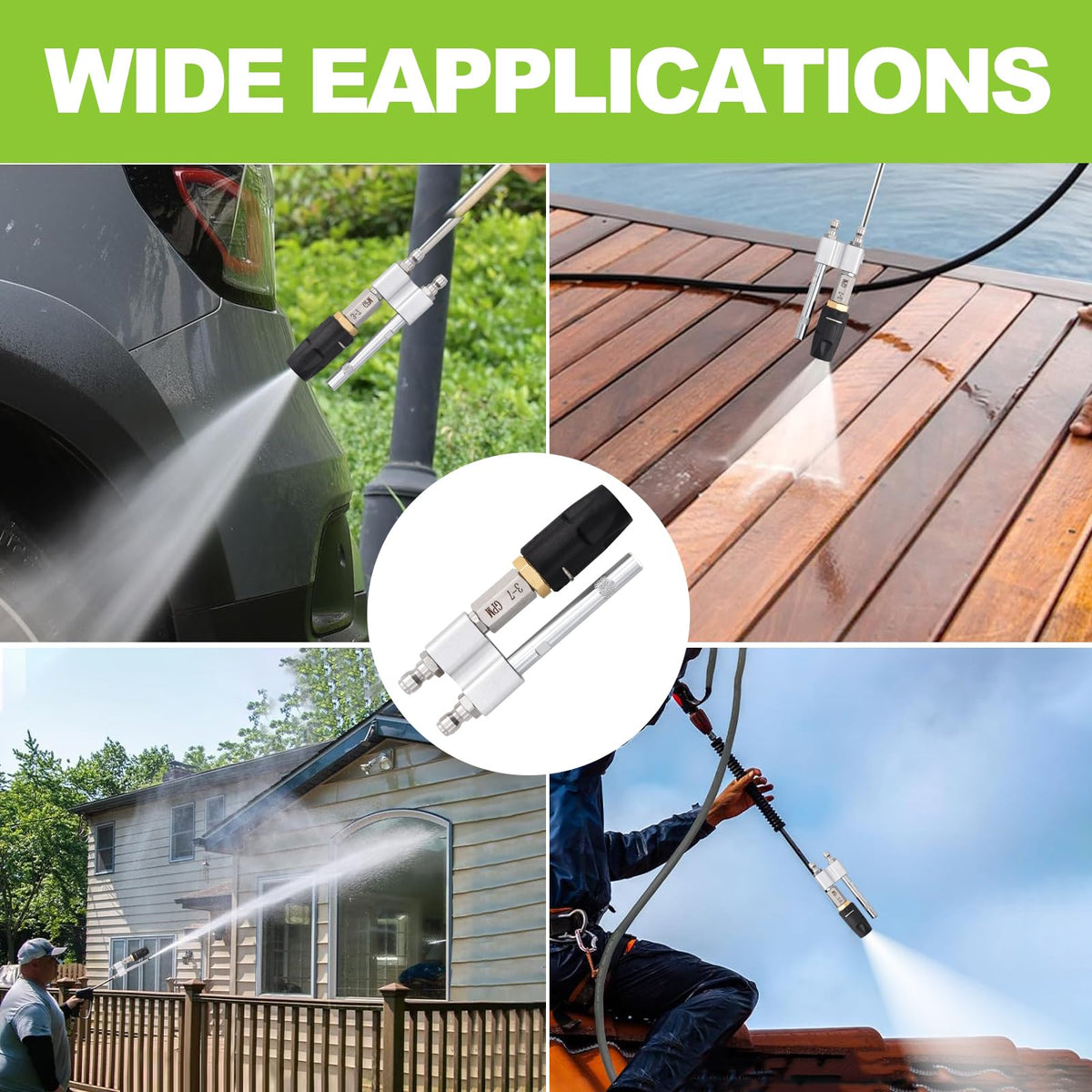 Ciunura long-range nozzle minimizes ladder use for easier cleaning.