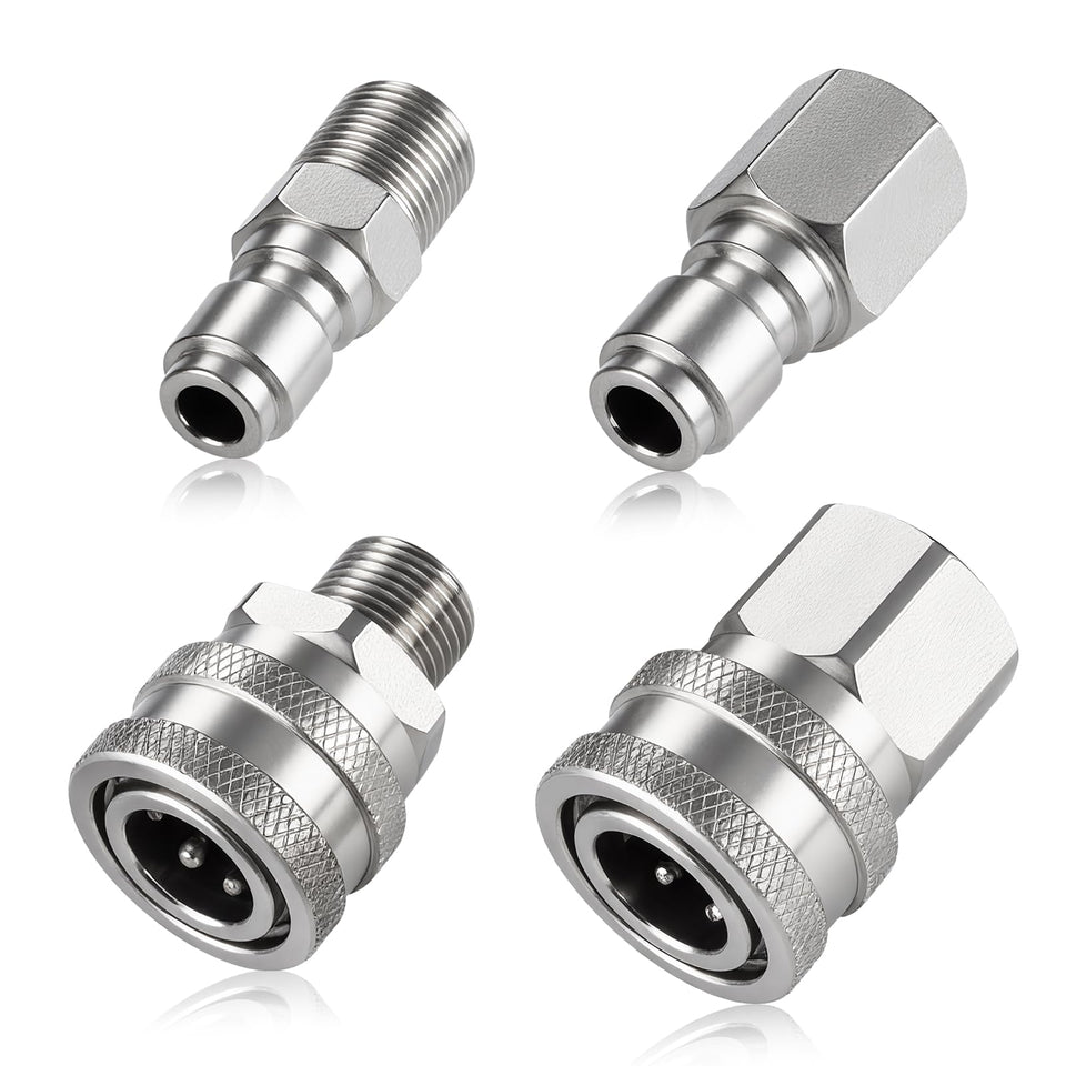 Ciunura pressure washer quick connect fittings ensemble for fast hose-to-nozzle swaps.