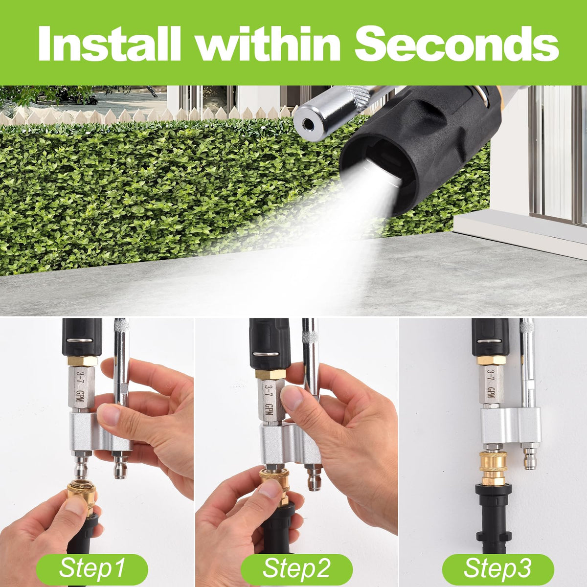 Ciunura 1/4-inch quick-connect plug enables fast attachment to wands.