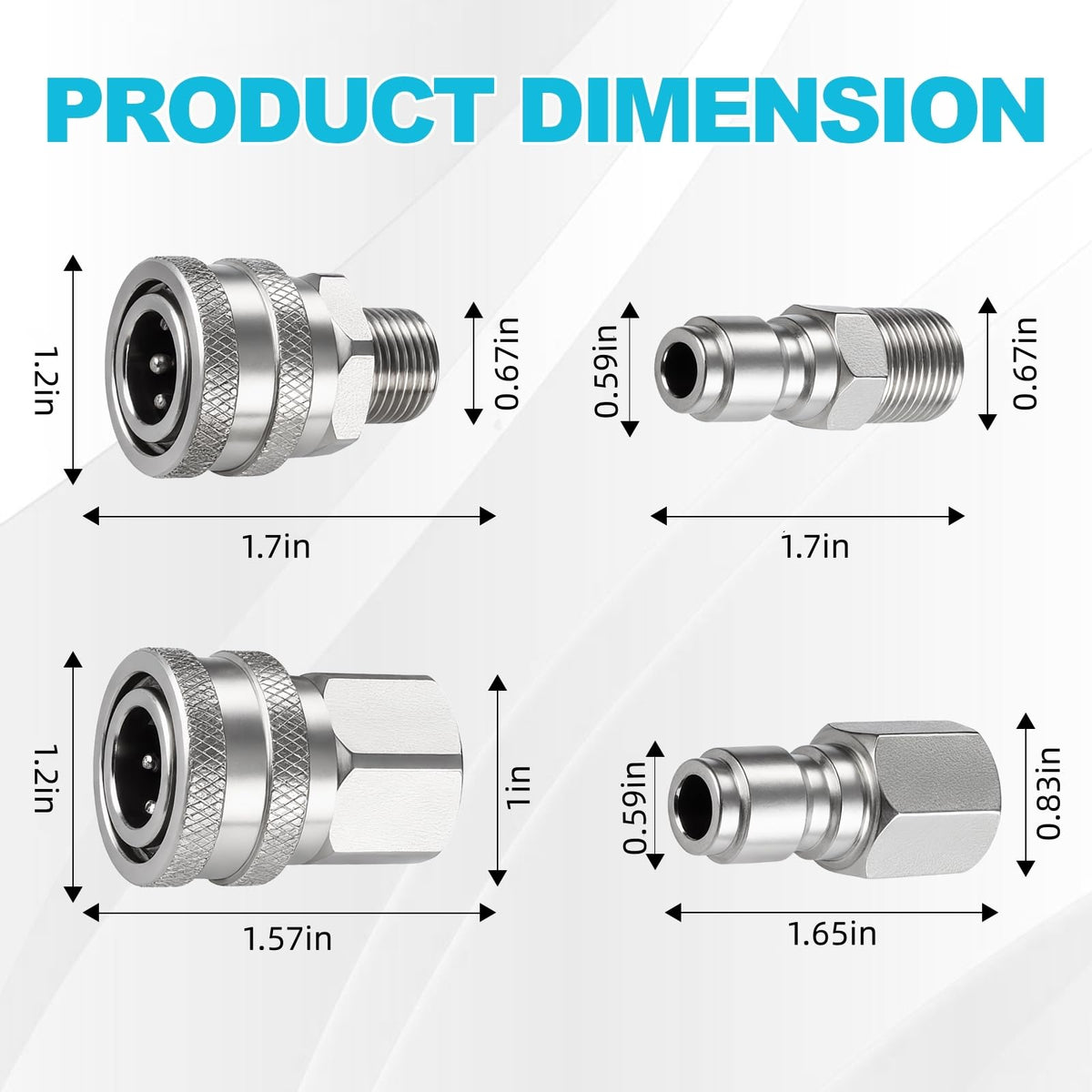 Ciunura two-set packaging of quick connect fittings for easy accessory swaps.