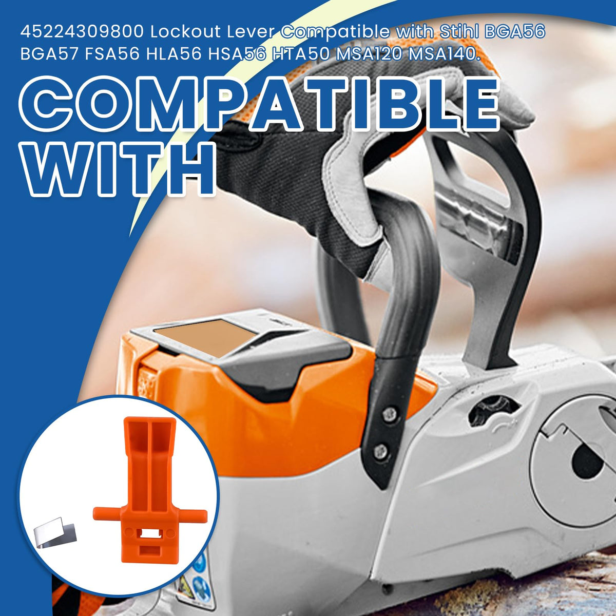 Ciuouient battery latch for Stihl BGA56/BGA57 aids quick maintenance checks.