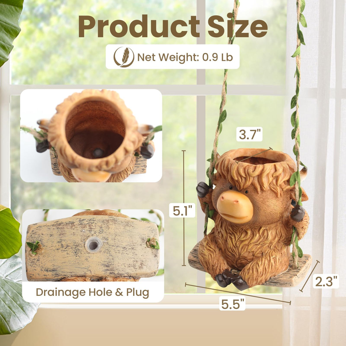 CIYSHO Highland Cow works indoors or outdoors without color fading.