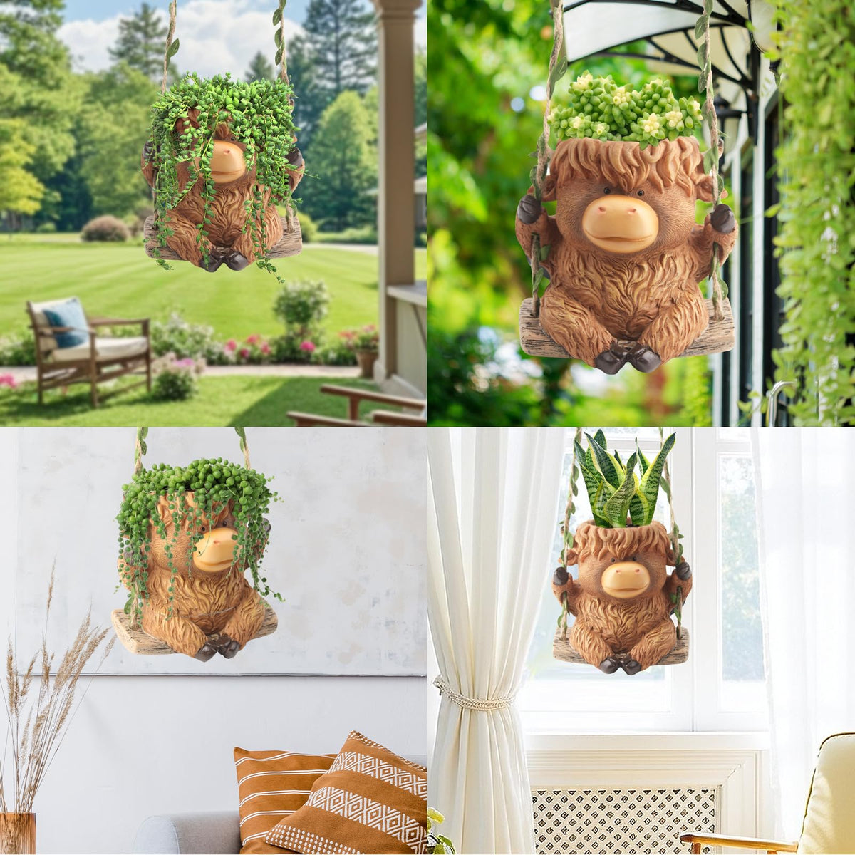 CIYSHO hanging planter accepts small plants like succulents and spider plants.