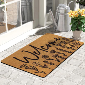 CiyvoLyeen wildflower welcome mat on the front porch with non-slip backing to stay in place.
