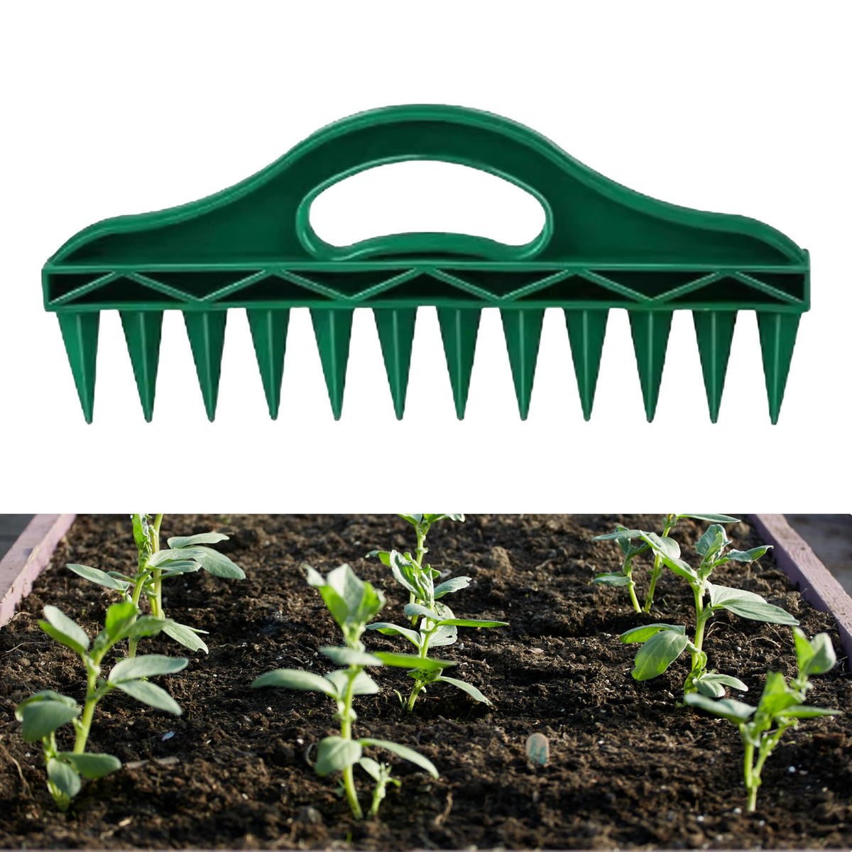 CJFNDFA Seed Planter Tool with 12-hole design for even seed rows in beds.