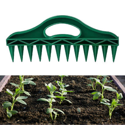 CJFNDFA Seed Planter Tool with 12-hole design for even seed rows in beds.