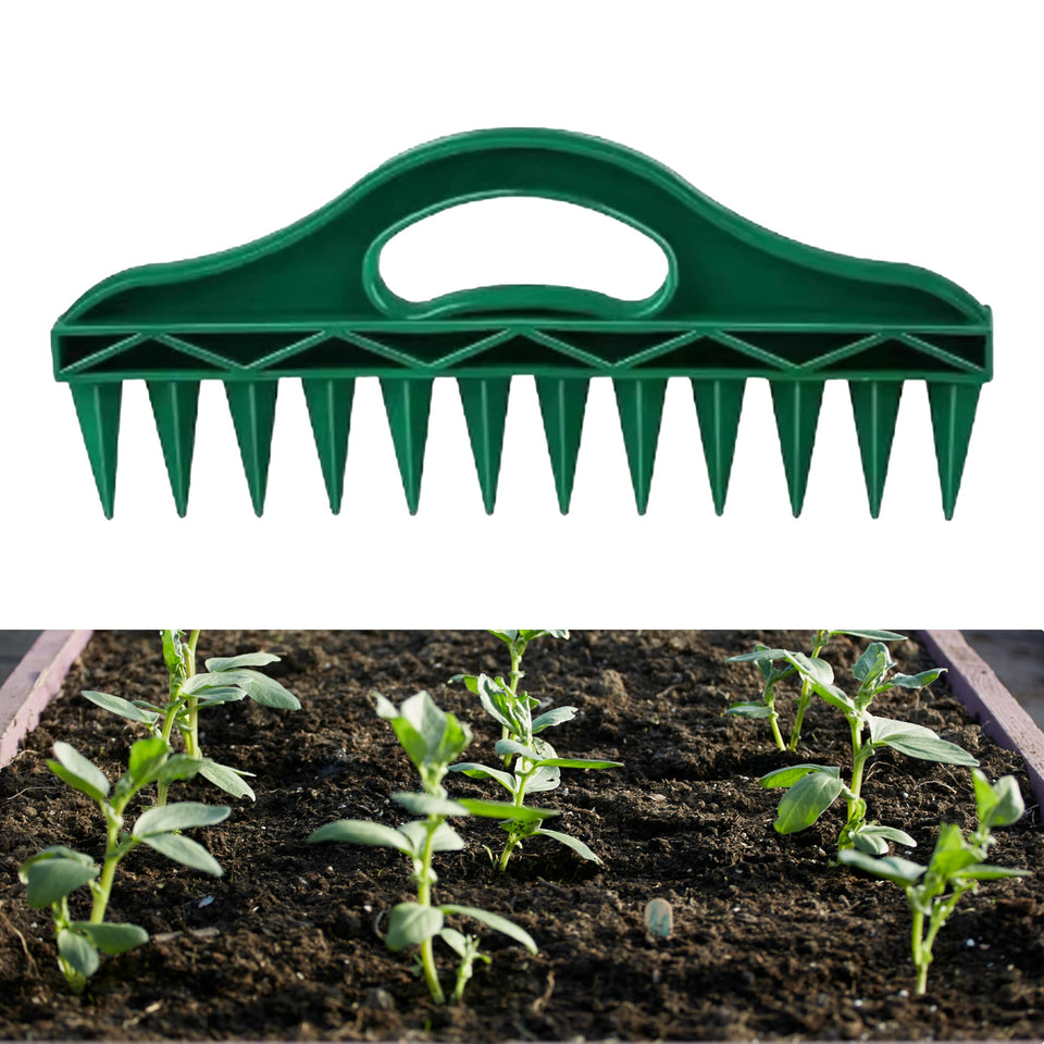 CJFNDFA Seed Planter Tool with 12-hole design for even seed rows in beds.