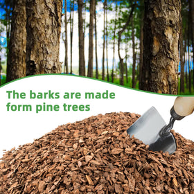 CJGQ pine bark mulch close view highlighting organic material.