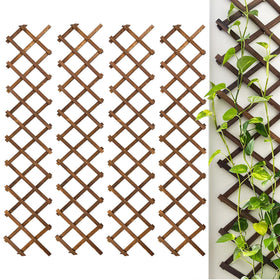 CJGQ wooden lattice wall 4Pack fully expanded trellis supports climbing plants and decor