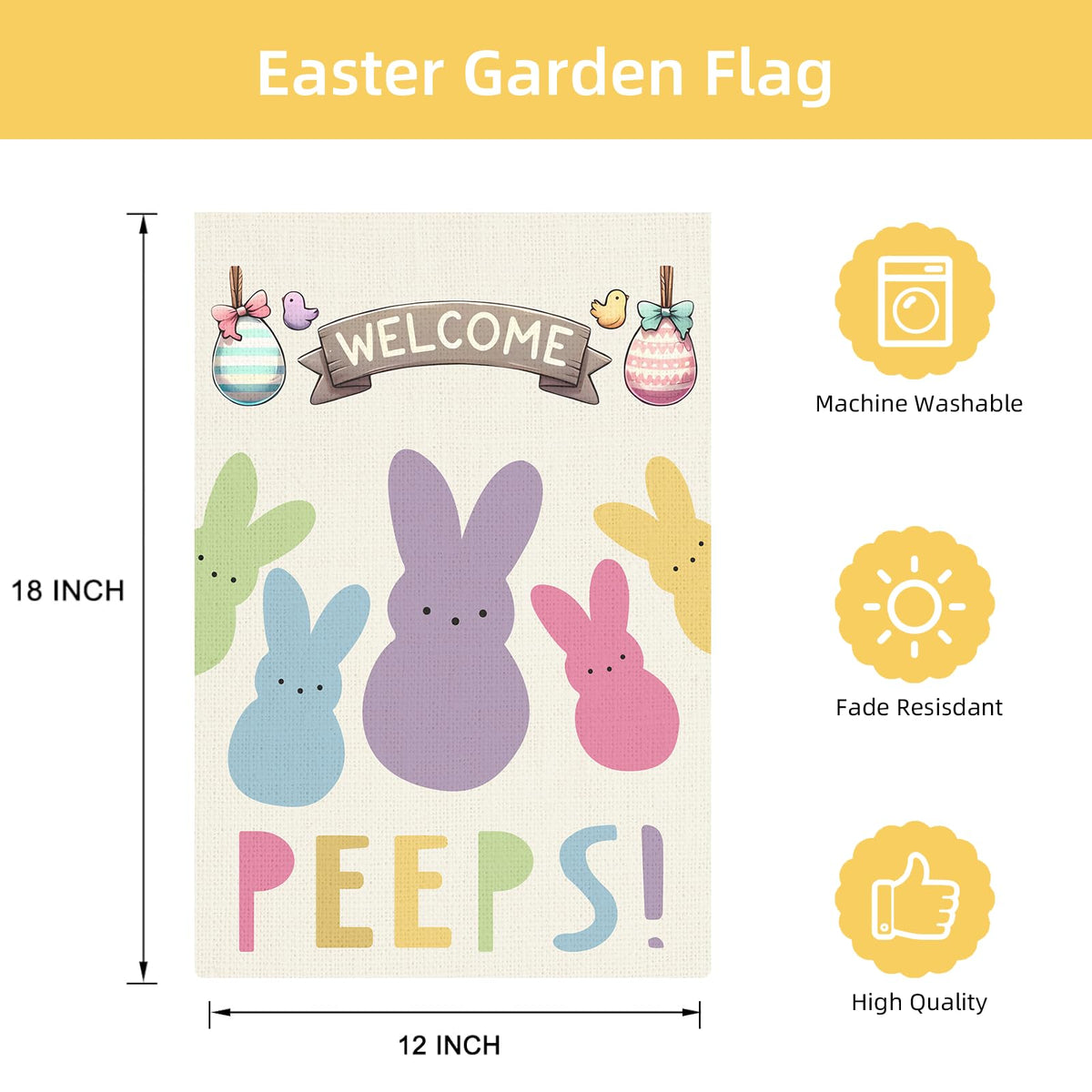 CJYGEGE double-sided Easter flag shows welcoming message from both directions.
