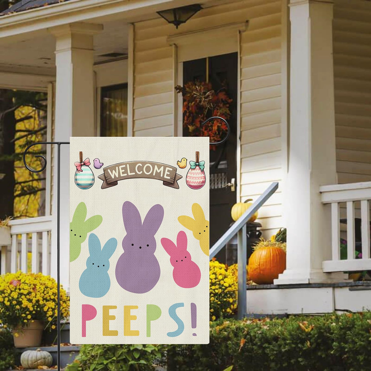 CJYGEGE outdoor banner adds farmhouse charm to any garden.