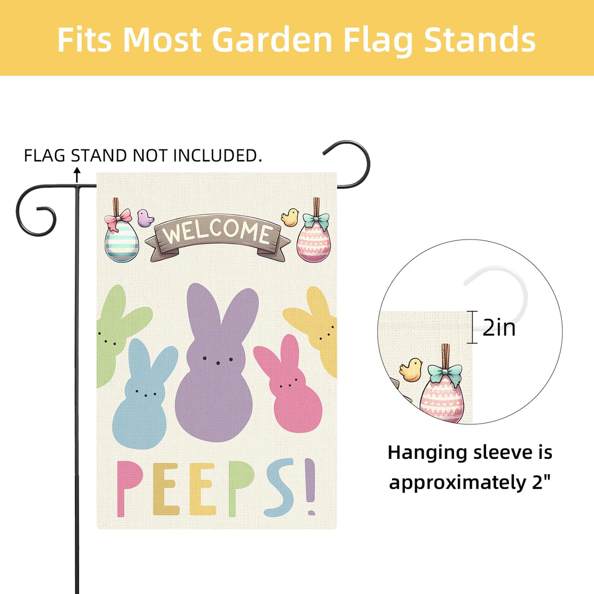 CJYGEGE Easter flag transforms porches into a welcoming spring display.