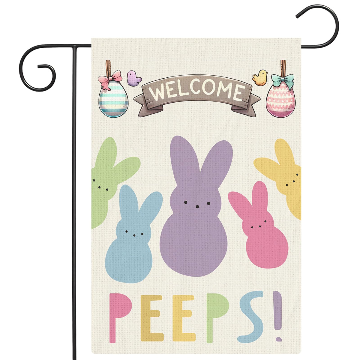 CJYGEGE Welcome Easter garden flag with bunny design boosts curb appeal for spring.