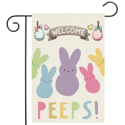 CJYGEGE Welcome Easter garden flag with bunny design boosts curb appeal for spring.