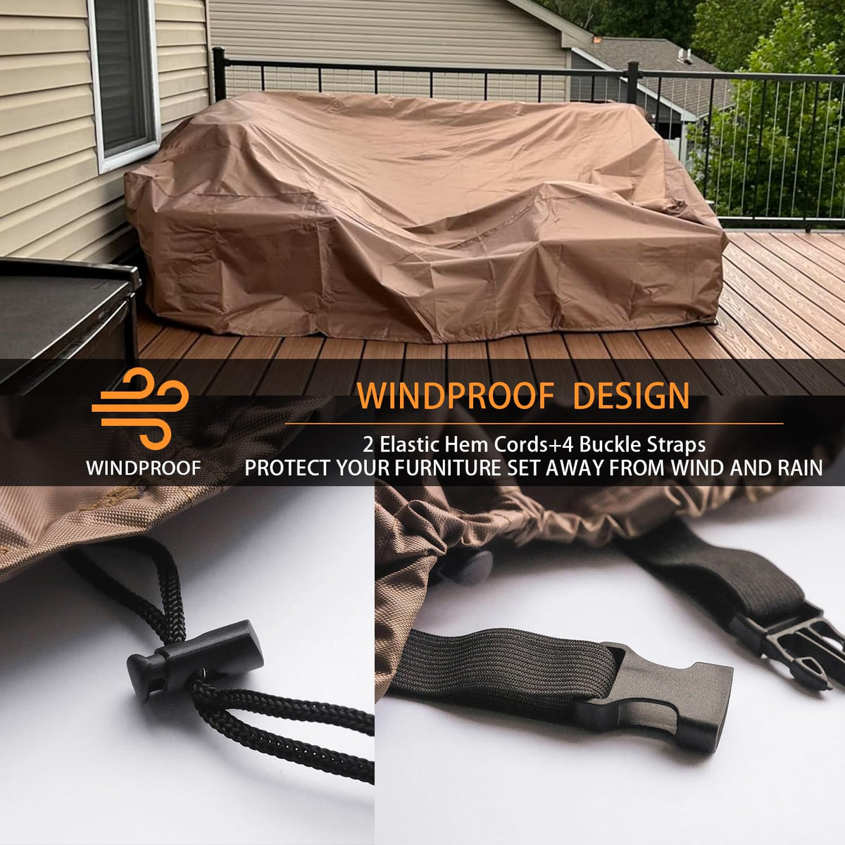CKCLUU windproof straps secure the cover during gusts