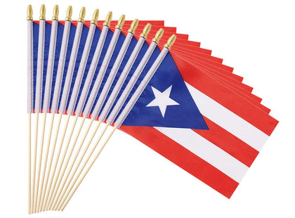 Ckexin 25-pack Puerto Rico flag on a 5x8 inch stick for events and celebrations.