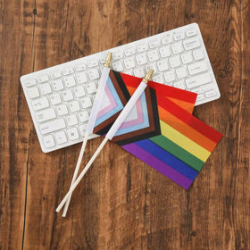 CKexin desk flag for Pride events and gifts, compact yet visibly decorative.