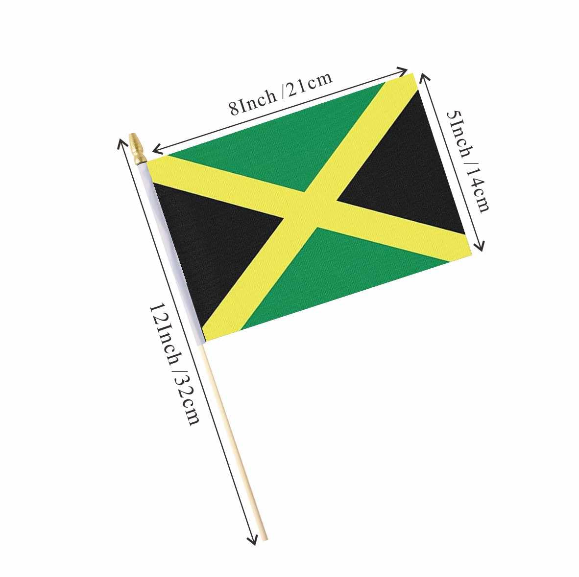 Ckexin Jamaica flag 5x8 inch handheld flag with durable polyester material.