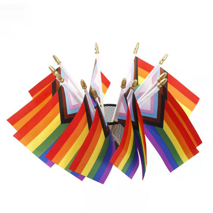 CKexin Progress Pride flag on a 4x6 banner with a 10-inch wooden stick, ideal for outdoor display.