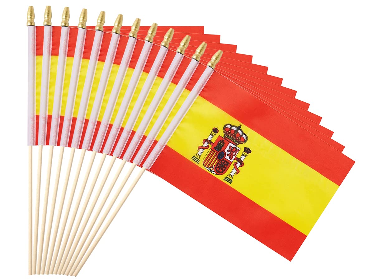 Ckexin Spanish flag handheld on a stick for outdoor events with vivid visibility