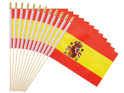 Ckexin Spanish flag handheld on a stick for outdoor events with vivid visibility