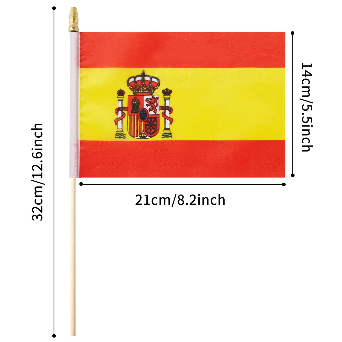 Ckexin compact Spain flag on a stick ideal for ceremonies and parades