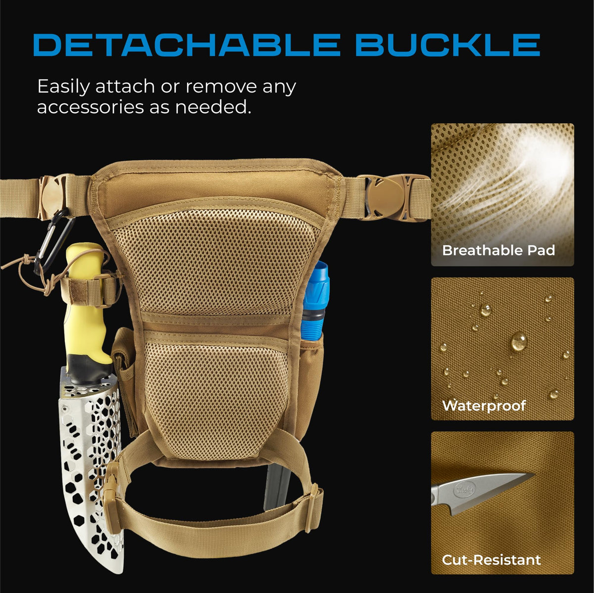 CKG adjustable strap secures a comfortable, versatile drop-leg fit.