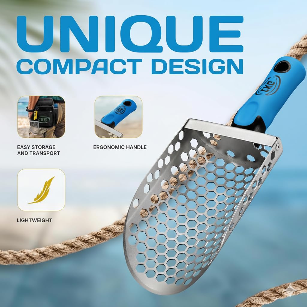 CKG heavy-duty stainless steel scoop withstands rugged sand and gravel