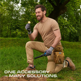 CKG khaki leg pouch ready for fishing, hiking, and metal detecting trips.