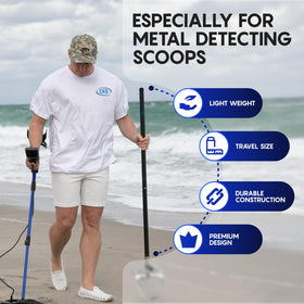 CKG metal detector sand scoop rod shows 28.5 mm compatibility and quick retrieval.