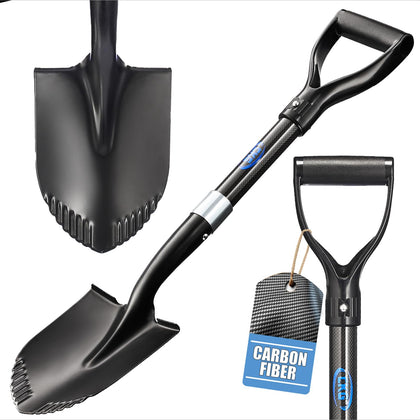 CKG small shovel carbon handle close-up shows durable grip for digging.