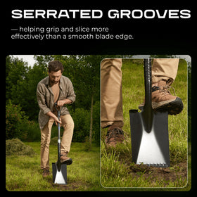 CKG spade shovel showing ergonomic design to reduce hand fatigue