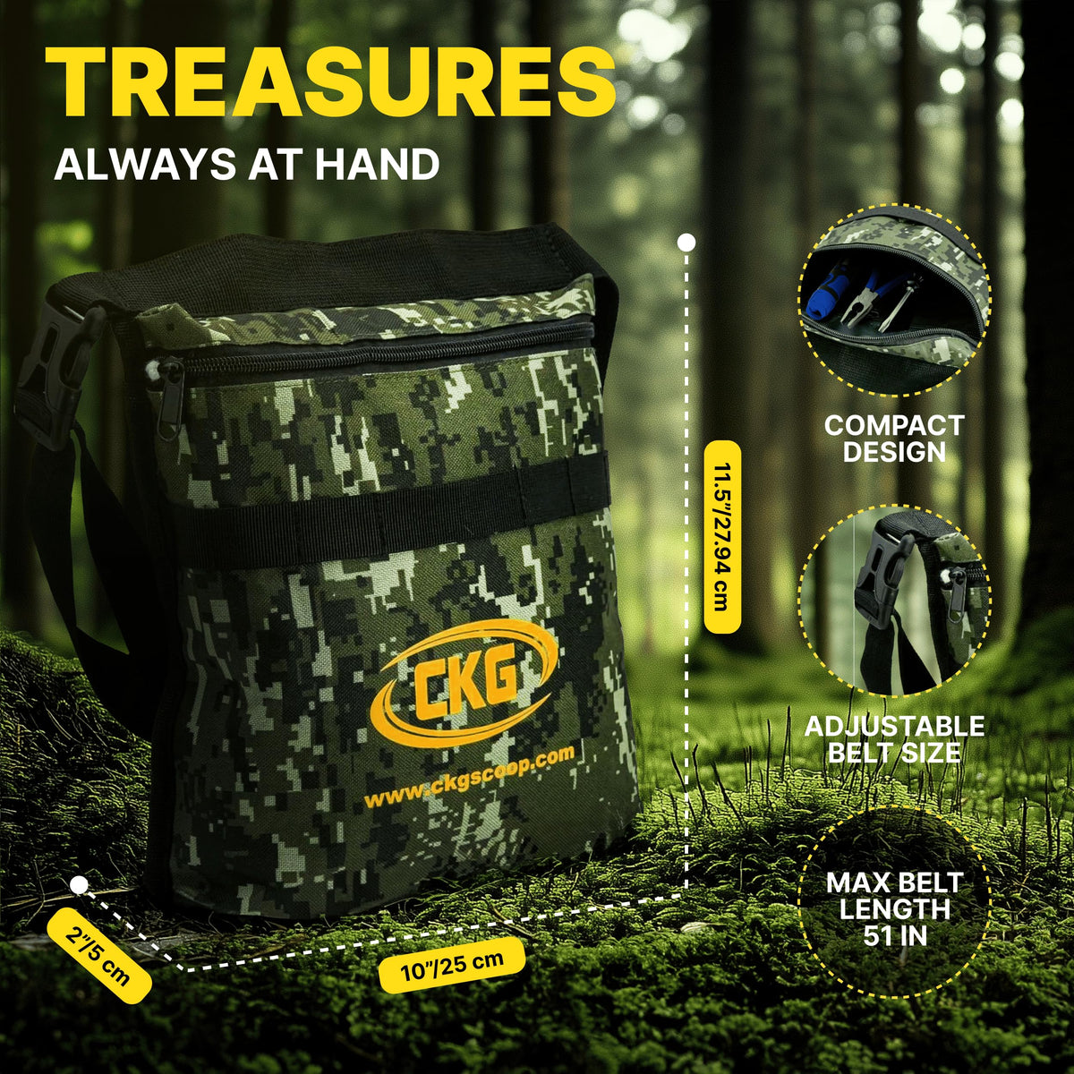 CKG treasure hunting gear bag set for easy transport and access