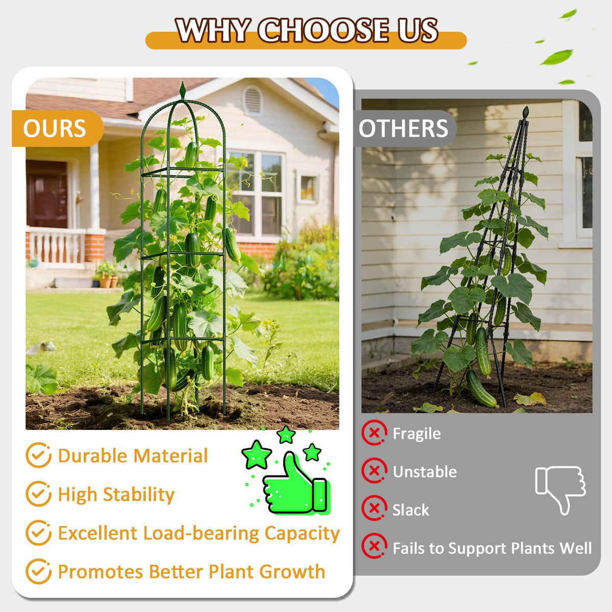 CL FUN garden trellis double-layer tube connection keeps the structure sturdy.